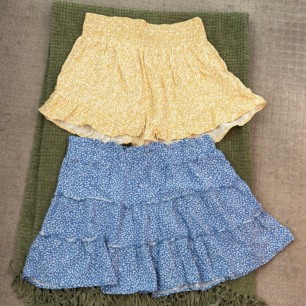 Yellow and Blue Floral Skirt/shorts